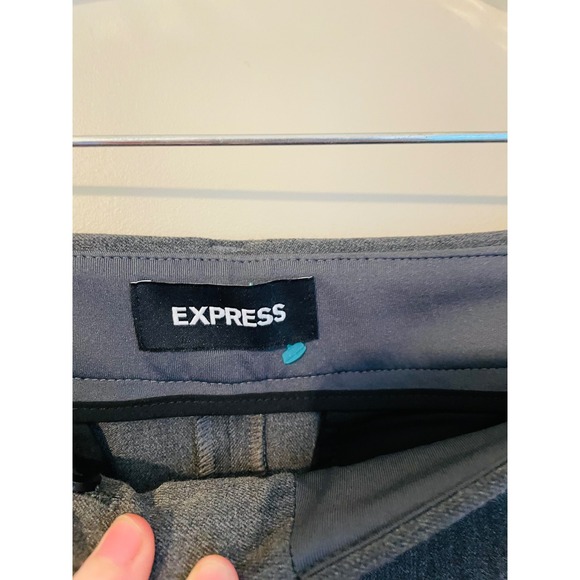 EXPRESS Editor Stretch Mid Rise Flare Trouser Pants Size 12L Gray Office Career - Picture 3 of 9